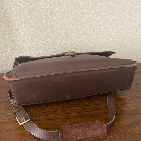 Vintage Brown Glove Tan Leather Beekman Laptop Briefcase Crossbody Turn Lock Bag - Picture 9 of 15
